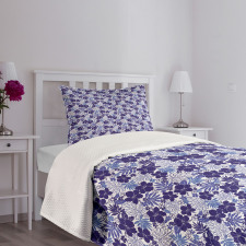 Monochrome Exotic Flora Bedspread Set