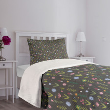 Minimal Cartoon Flowers Bedspread Set