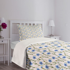 Pattern of Cornflowers Field Bedspread Set