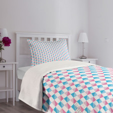 Diagonal Checkered Square Bedspread Set