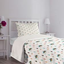 Noel Pine Trees Houses Bedspread Set