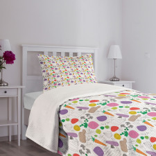 Mushroom Potatoes Carrot Bedspread Set