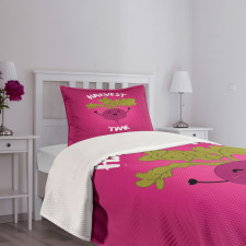 Happy Beet Character Words Bedspread Set