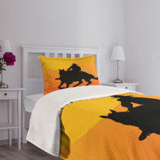 Silhouette of a Lone Rider Bedspread Set