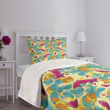 Abstract Leaf Butterfly Bedspread Set