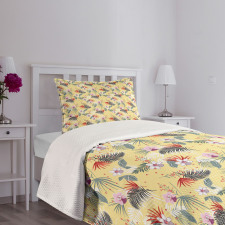 Pastel Hibiscus Flowers Bedspread Set