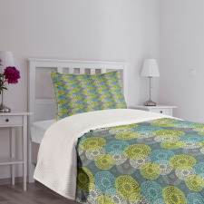 Outline-Drawn Chrysanthemum Bedspread Set