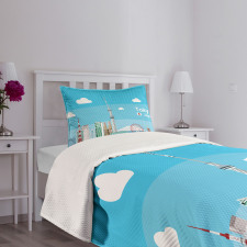 Cartoon Japan Sightseeing Bedspread Set