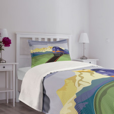 Rural Country Train Design Bedspread Set