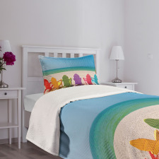 Colorful Wooden Deckchairs Bedspread Set