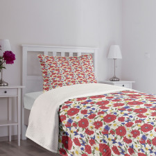 Summer Season Bees Flowers Bedspread Set