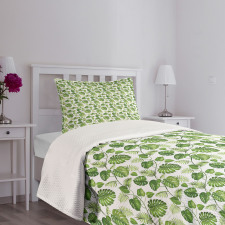 Monstera and Fern Foliage Bedspread Set