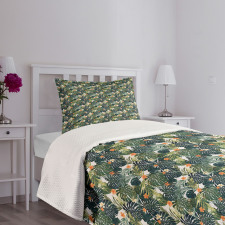 Tropical Composition Foliage Bedspread Set