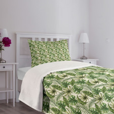 Hawaiian Elements in Green Bedspread Set