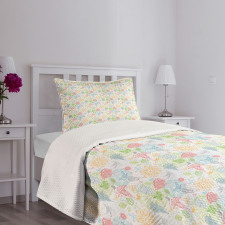 Birds and Flower Composition Bedspread Set