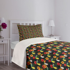 Toucan Birds Hibiscus Leaves Bedspread Set