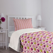 Pastel Colors Love Shapes Bedspread Set