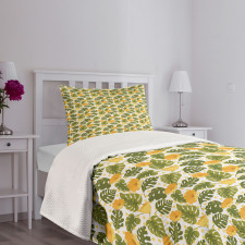 Monstera Leaves and Blossom Bedspread Set