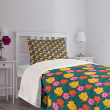 Hand Drawn Flowers Petals Bedspread Set