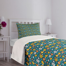 Flower and Leaves Spring Bedspread Set