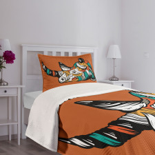 Colorful Animal Portrait Boho Bedspread Set