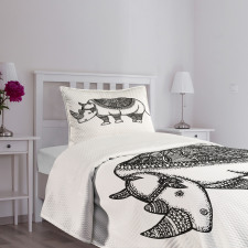 Sketch Animal Tribal Bedspread Set