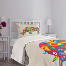 Rainbow Colored Motifs Animal Bedspread Set