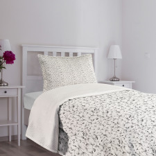 Monochrome Flower Pattern Bedspread Set