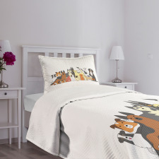 Husky and Jack Russel Terrier Bedspread Set