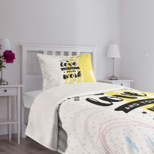 Retro Memphis Pattern Phrase Bedspread Set