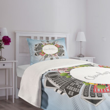 Buildings on a Globe Bedspread Set