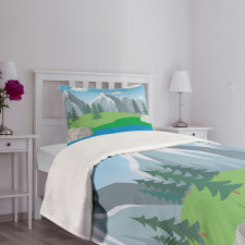 Cartoon Spring Scene Bedspread Set