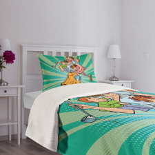 House Chores Kids Pop Art Bedspread Set