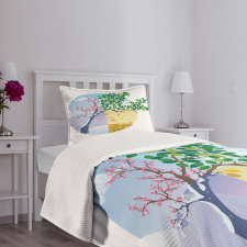 Cartoon Cycle of the Seasons Bedspread Set