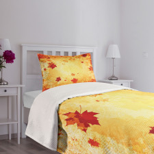 Abstract Grunge Maple Leaves Bedspread Set