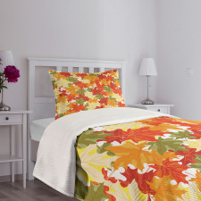 Pile of Foliage Tree Leaves Bedspread Set