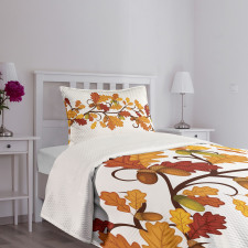 Autumn Oak Leaves and Acorns Bedspread Set