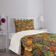 Hand-drawn Art Thanksgiving Bedspread Set