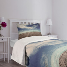 Ocean Cloudy Sky Wooden Pier Bedspread Set