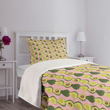 Halved Tropic Fruit Pattern Bedspread Set