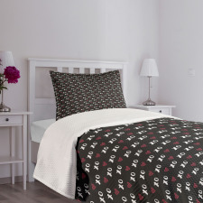 XO Acronym and Striped Hearts Bedspread Set