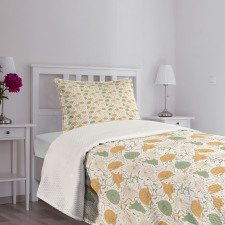 Curlicue Graceful Flowers Bedspread Set