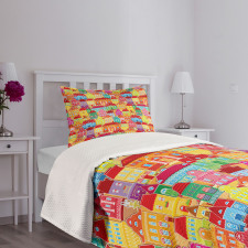 Colorful Houses Bedspread Set
