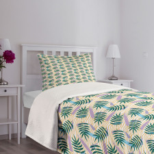 Exotic Leaves Wavy Stripes Bedspread Set