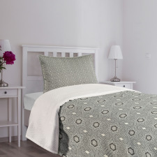 Floral Hatched Motifs Bedspread Set