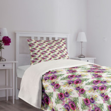 Watercolor Bouquet Leaves Bedspread Set