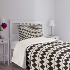 Retro Grunge Lines Zigzags Bedspread Set