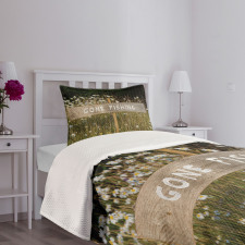 Sign Pole Among Field Bedspread Set