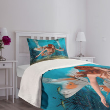 Magic Aqua Sea Lily Bedspread Set