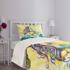 Fantasy Woman on Rock Bedspread Set